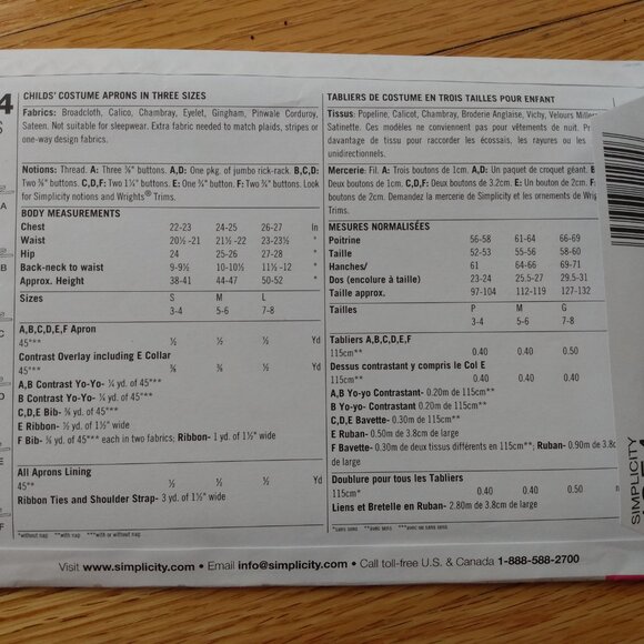 Child's Novelty Apron Sewing Pattern Simplicity 1954 UNCUT - Picture 6 of 9